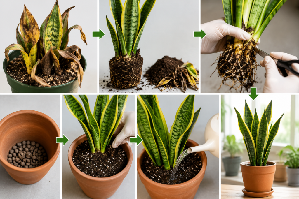 How to save a dying snake plant