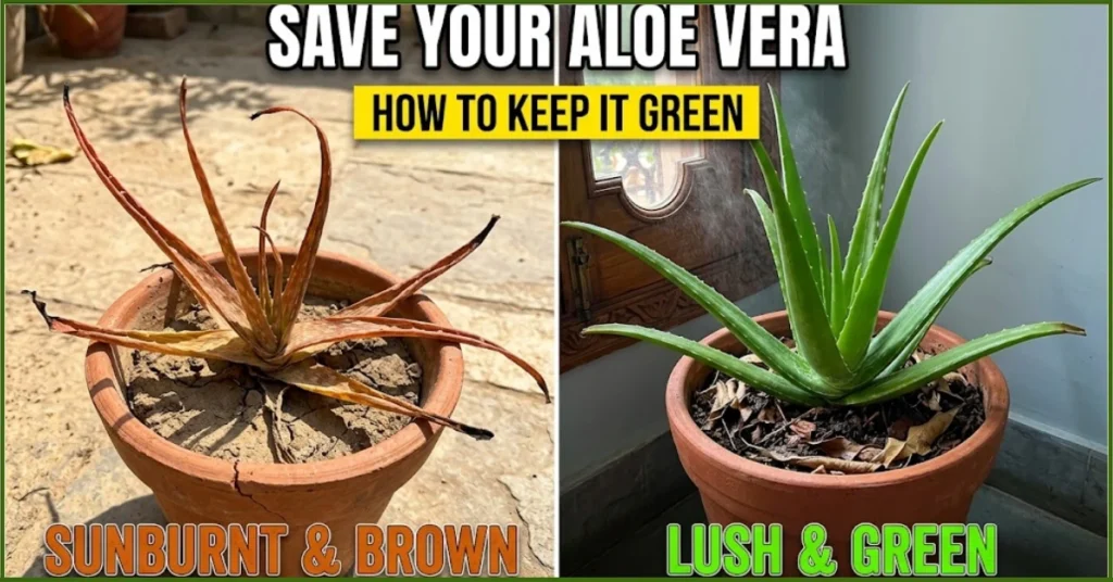 Aloe Vera plant care in summer: How to keep Aloe Vera green and save a sunburnt brown plant (India Guide 2026)